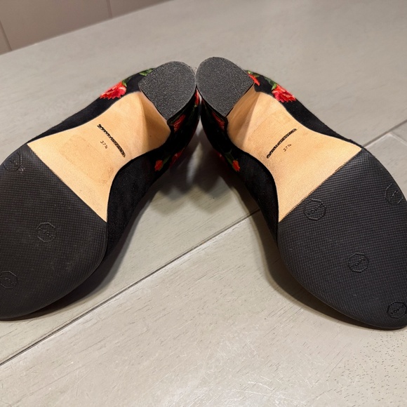 Dolce & Gabbana (37.5) Suede+Silk Brocade Mary-Janes - Picture 8 of 10